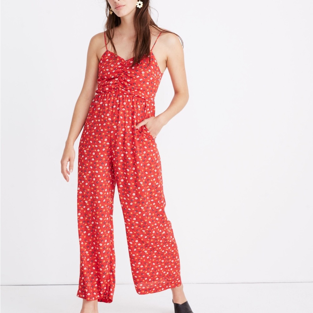 Madewell ruched wide-leg jumpsuit in Prairie Roses